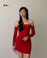 Load image into Gallery viewer, Kadaka Aria Dress | Bodycon Scrunch Tube Dress | Kemben Long Sleeves | D-0220
