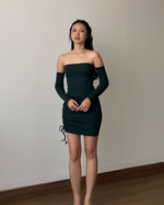 Muat gambar ke penampil Galeri, Kadaka D-0220 Bodycon Scrunch Tube Dress Kemben Long Sleeves
