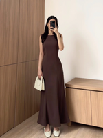 Load image into Gallery viewer, Kadaka D-0246 Maxi Dress Linen with Adjustable Waist | Dress Panjang Wanita
