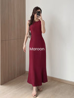 Load image into Gallery viewer, Kadaka D-0246 Maxi Dress Linen with Adjustable Waist | Dress Panjang Wanita
