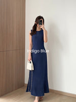 Load image into Gallery viewer, Kadaka D-0246 Maxi Dress Linen with Adjustable Waist | Dress Panjang Wanita
