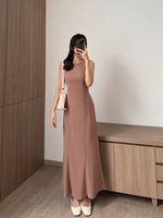 Load image into Gallery viewer, Kadaka D-0246 Maxi Dress Linen with Adjustable Waist | Dress Panjang Wanita
