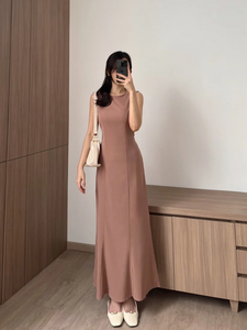 Kadaka D-0246 Maxi Dress Linen with Adjustable Waist | Dress Panjang Wanita