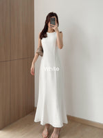 Load image into Gallery viewer, Kadaka D-0246 Maxi Dress Linen with Adjustable Waist | Dress Panjang Wanita
