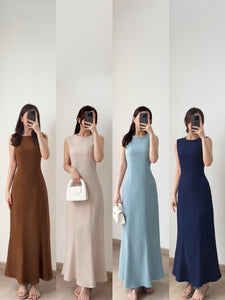 Kadaka D-0246 Maxi Dress Linen with Adjustable Waist | Dress Panjang Wanita