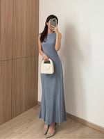 Load image into Gallery viewer, Kadaka D-0251 Maxi Dress with Adjustable Waist | Dress Panjang Wanita Serut
