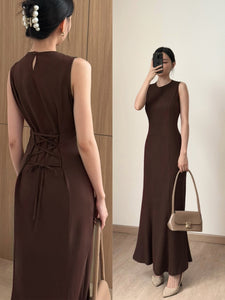 Kadaka D-0251 Maxi Dress with Adjustable Waist | Dress Panjang Wanita Serut