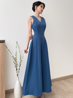 Load image into Gallery viewer, Kadaka D-0253 Long Vneck Dress | Dress Panjang Wanita
