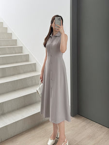 Kadaka D-0254 Buttoned Midi Dress with Collar | Midi Dress Wanita