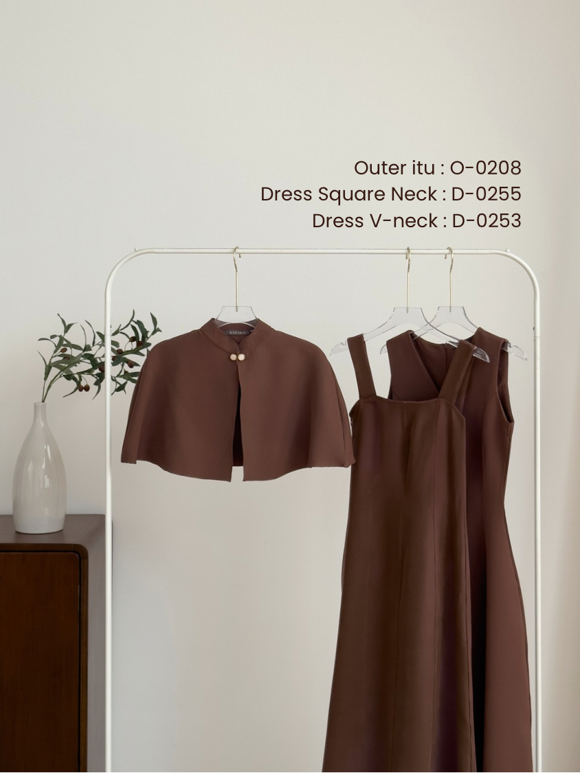 Kadaka D-0255 Maxi Square Neck Dress Adjustable Waist | Dress Maxi Wanita