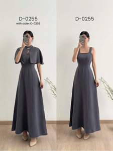 Kadaka D-0255 Maxi Square Neck Dress Adjustable Waist | Dress Maxi Wanita