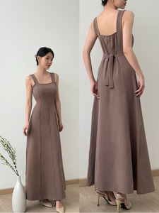 Kadaka D-0255 Maxi Square Neck Dress Adjustable Waist | Dress Maxi Wanita