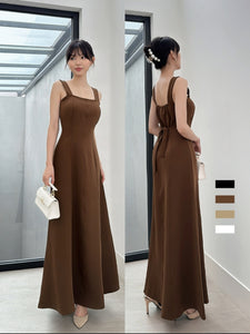 Kadaka D-0255 Maxi Square Neck Dress Adjustable Waist | Dress Maxi Wanita | The Classic Charm Collection