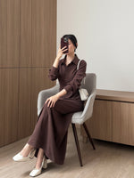 Muat gambar ke penampil Galeri, Kadaka D-0258 Long Sleeves Maxi Dress Waist Scrunch | Dress Panjang Wanita Lengan Panjang
