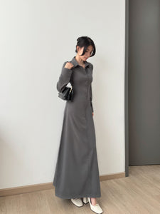 Kadaka D-0258 Long Sleeves Maxi Dress Waist Scrunch | Dress Panjang Wanita Lengan Panjang