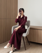 Muat gambar ke penampil Galeri, Kadaka D-0258 Long Sleeves Maxi Dress Waist Scrunch | Dress Panjang Wanita Lengan Panjang
