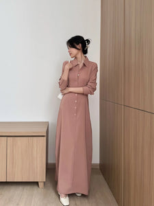 Kadaka D-0258 Long Sleeves Maxi Dress Waist Scrunch | Dress Panjang Wanita Lengan Panjang