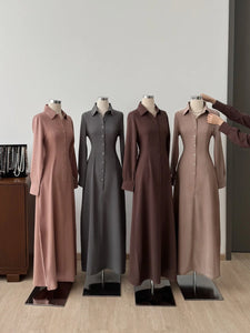 Kadaka D-0258 Long Sleeves Maxi Dress Waist Scrunch | Dress Panjang Wanita Lengan Panjang
