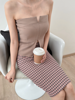 Muat gambar ke penampil Galeri, Kadaka B-0172 Midi Skirt Tweed Knit Stretch Korea Rok Wanita
