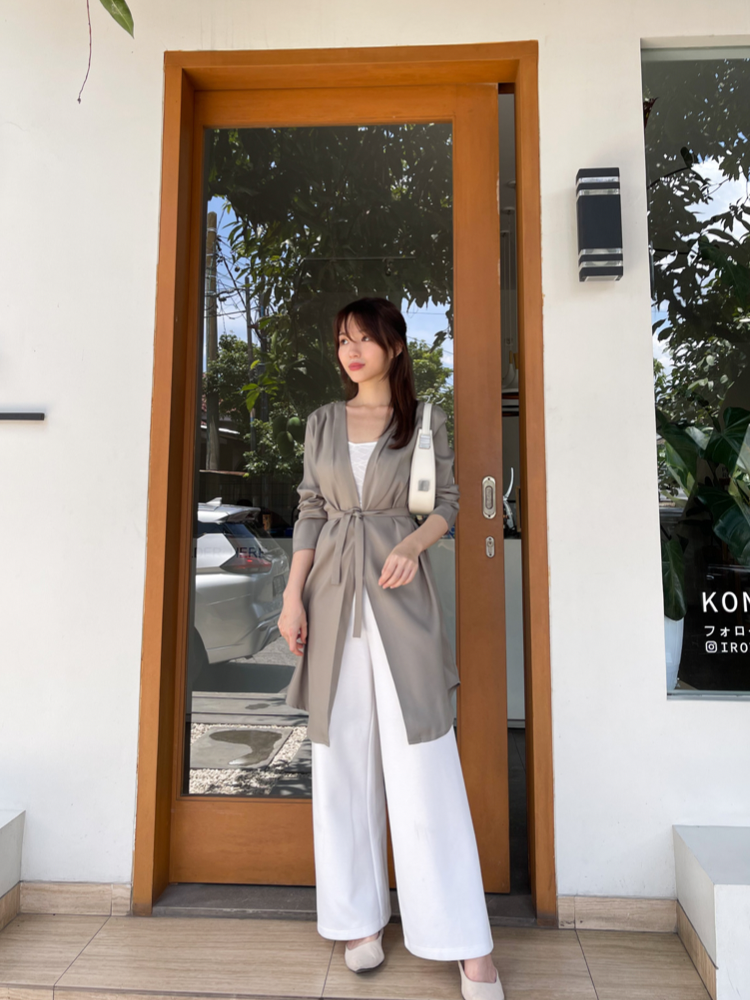 Kadaka O-0183 Long Outer Dress Woven Flowy With Belt