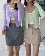 Load image into Gallery viewer, Kadaka T-0518 Crop Cardigan Tank Top Knit | Atasan Cardi Wanita
