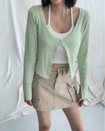 Load image into Gallery viewer, Kadaka T-0518 Crop Cardigan Tank Top Knit | Atasan Cardi Wanita
