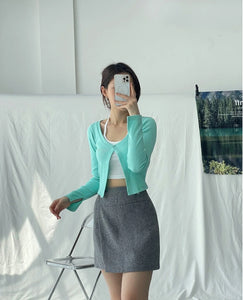 Kadaka T-0518 Crop Cardigan Tank Top Knit | Atasan Cardi Wanita