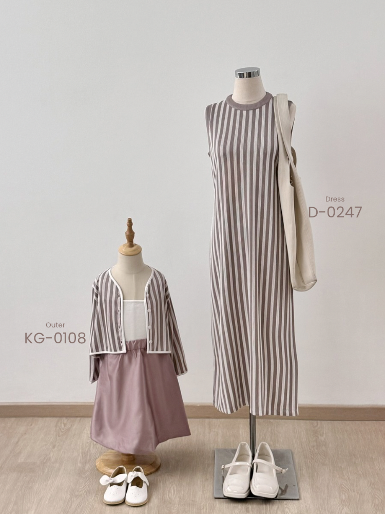 Kadaka D-0247 Midi Stripes Loose Dress | Dress Panjang Wanita Knit