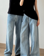 Muat gambar ke penampil Galeri, Kadaka Blue No. 1 Collection | Women and Men Loose Denim Pants | Couple Outfit | Riley, Austin
