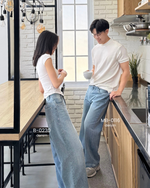 Load image into Gallery viewer, Kadaka Couple Group Family Outfit | Women and Men Loose Denim Pants |  Blue No. 1 Collection

