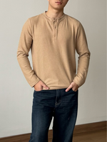 Muat gambar ke penampil Galeri, Kadaka Fuji Henley Top | Long Sleeve Knit Top Men | Atasan Tangan Panjang Pria Knit | koKnitchiwa Collection MT-0129
