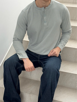 Muat gambar ke penampil Galeri, Kadaka Fuji Henley Top | Long Sleeve Knit Top Men | Atasan Tangan Panjang Pria Knit | koKnitchiwa Collection MT-0129
