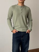 Muat gambar ke penampil Galeri, Kadaka Fuji Henley Top | Long Sleeve Knit Top Men | Atasan Tangan Panjang Pria Knit | koKnitchiwa Collection MT-0129
