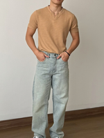 Muat gambar ke penampil Galeri, Kadaka Kaede Vneck Top | Men Knit Top | Atasan Pria Tangan Pendek | koKnitchiwa Collection MT-0169
