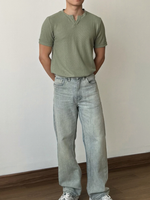Muat gambar ke penampil Galeri, Kadaka Kaede Vneck Top | Men Knit Top | Atasan Pria Tangan Pendek | koKnitchiwa Collection MT-0169
