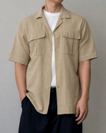 Muat gambar ke penampil Galeri, Kadaka Flynn Shirt | Mens Linen Shirt with Pockets | Kemeja Men Tangan Pendek Pria Linen Detail Pockets | MT-0185
