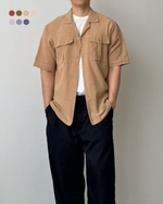Muat gambar ke penampil Galeri, Kadaka Flynn Shirt | Mens Linen Shirt with Pockets | Kemeja Men Tangan Pendek Pria Linen Detail Pockets | MT-0185
