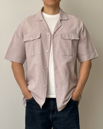Muat gambar ke penampil Galeri, Kadaka Flynn Shirt | Mens Linen Shirt with Pockets | Kemeja Men Tangan Pendek Pria Linen Detail Pockets | MT-0185

