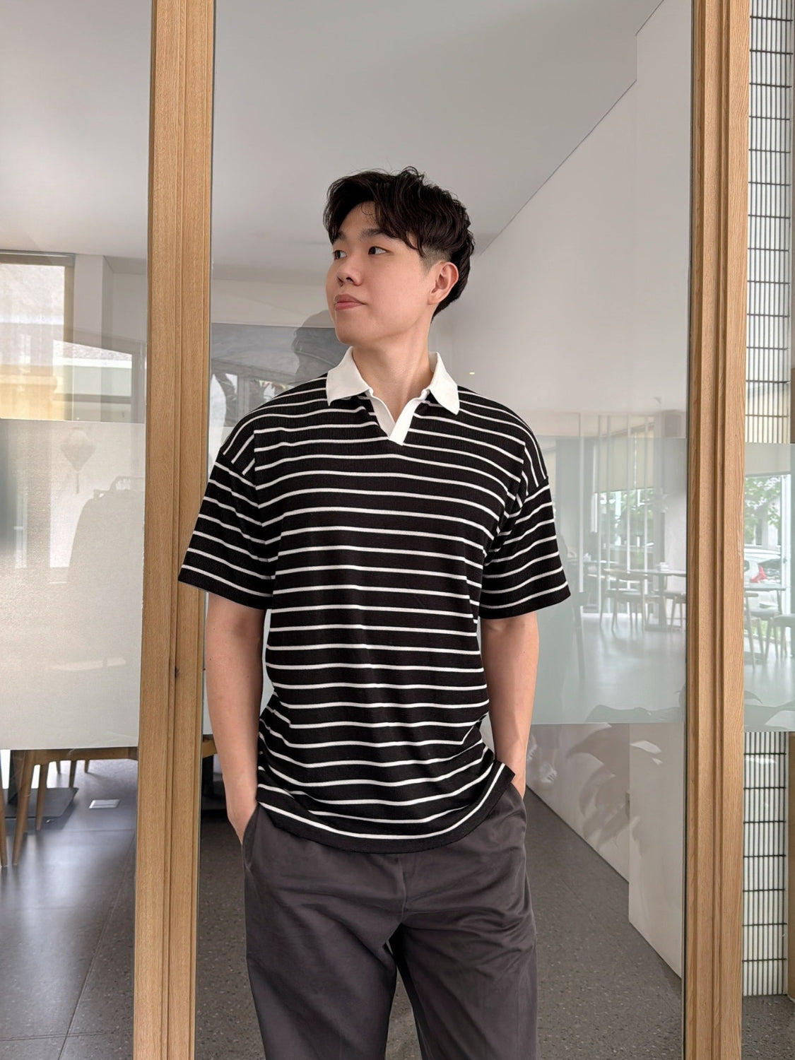 Kadaka MT-0212 Top Polo Knit Men | Atasan Polo Pria Knit Stripes | Love Line Collection 1.0