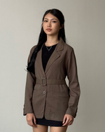 Load image into Gallery viewer, Kadaka O-0185 Blazer with Belt - Cold Brew Blazer
