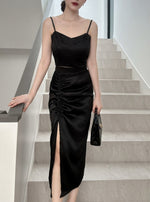 Load image into Gallery viewer, Kadaka Matching Outfit | Crop Tanktop Adjustable and Midi Skirt Satin | Tanktop dan Rok Satin Wanita
