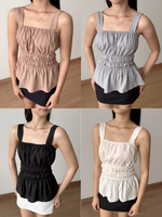 Load image into Gallery viewer, Kadaka Mist Top | Sleeveless Square Neck Peplum Scrunch Top | Atasan Wanita Airflow Linen | Cloud Nine Collection T-0556
