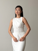 Load image into Gallery viewer, Kadaka Feather Top | Sleeveless Scrunch Top | Atasan Wanita Detail Smock Pinggang | Cloud Nine Collection T-0559
