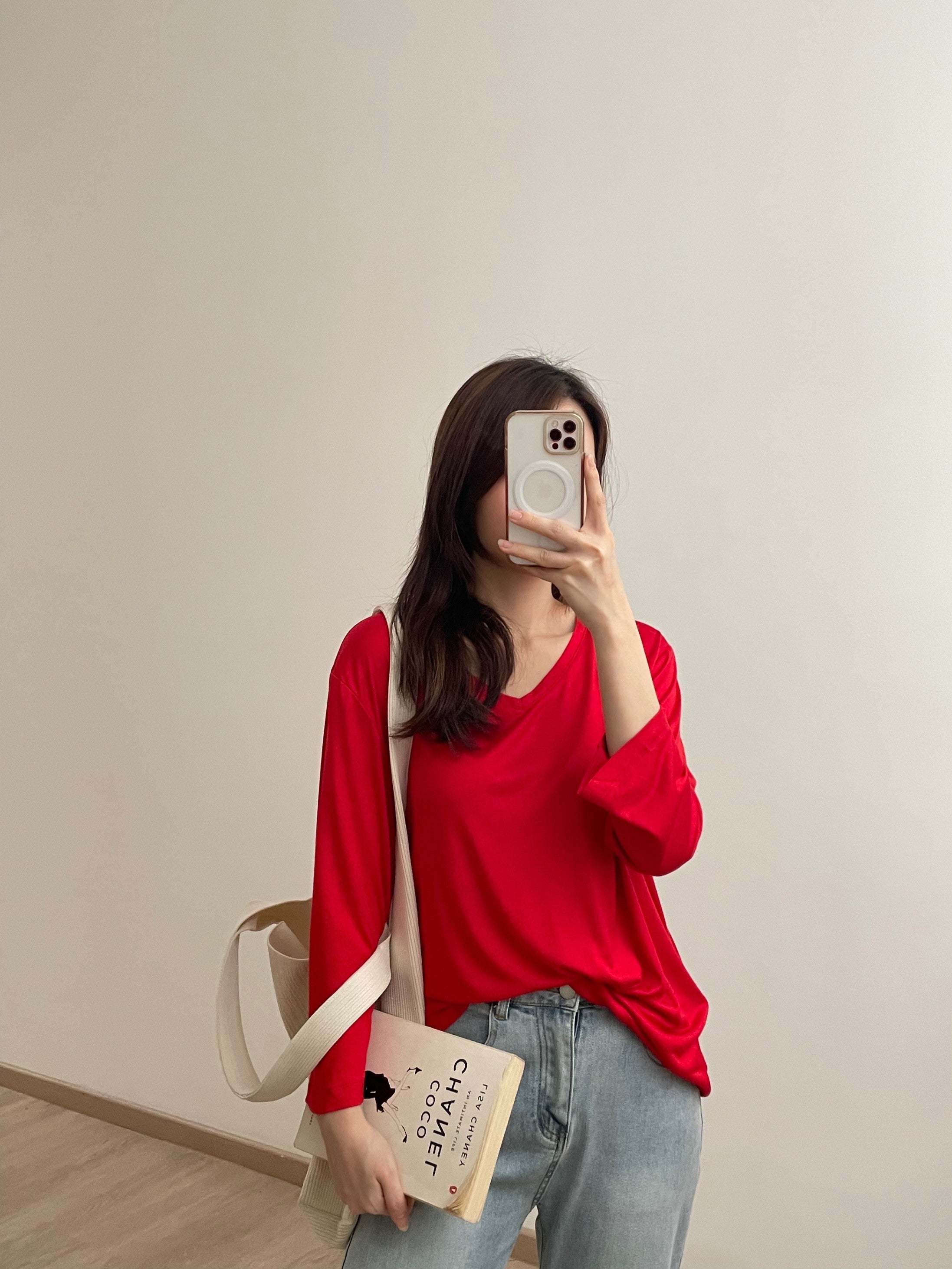 Kadaka T-0119 Long Sleeves Tshirt Vneck | Kaos Lengan Panjang Vneck Wanita