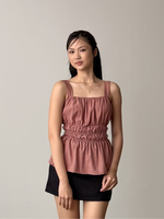 Load image into Gallery viewer, Kadaka Mist Top | Sleeveless Square Neck Peplum Scrunch Top | Atasan Wanita Airflow Linen | Cloud Nine Collection T-0556
