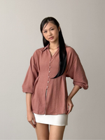 Muat gambar ke penampil Galeri, Kadaka Whisper Top | Long Sleeve Shirt Adjustable Waist | Kemeja Wanita Lengan Panjang | Cloud Nine Collection T-0566
