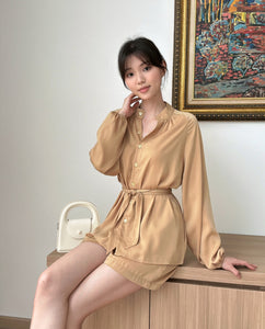 Kadaka S-0192 Set Satin Blouse with Short Pants Premium