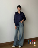 Muat gambar ke penampil Galeri, Kadaka T-0428 Kemeja Oversized Satin Wanita
