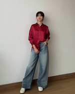 Muat gambar ke penampil Galeri, Kadaka T-0428 Kemeja Oversized Satin Wanita
