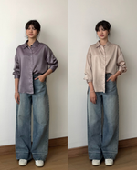 Muat gambar ke penampil Galeri, Kadaka T-0428 Kemeja Oversized Satin Wanita
